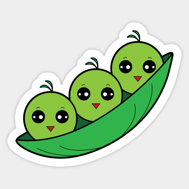 Cute Cartoon Three Peas in a Pod - Peapod - Sticker | TeePublic